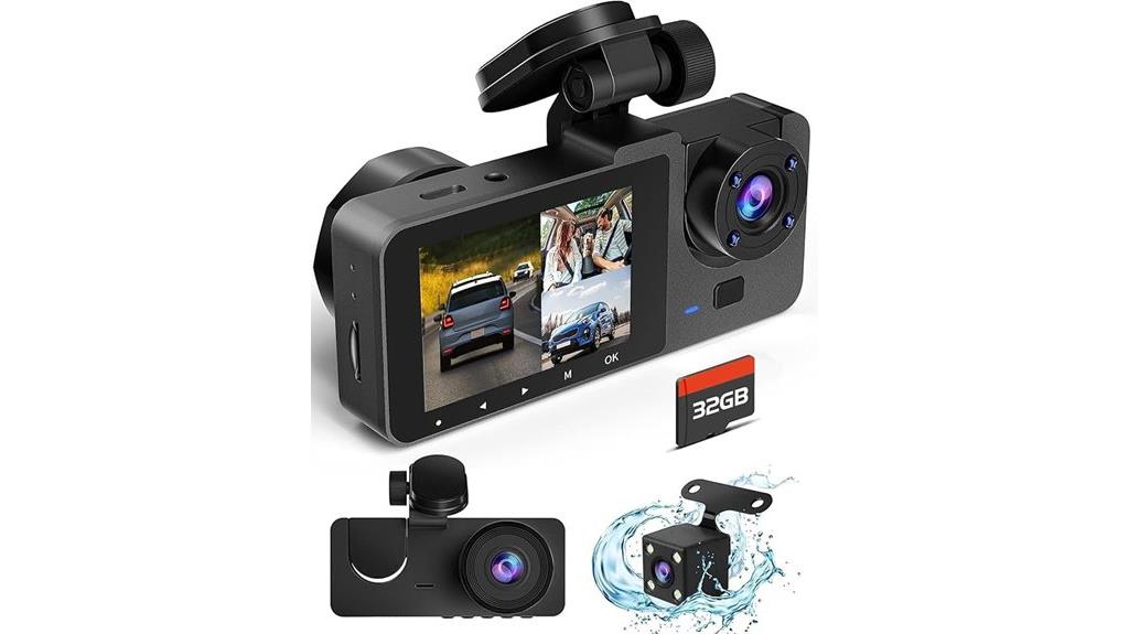 triple camera car dashcam